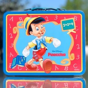 Disney Pinocchio Collectible Metal Lunch Box with Thermos and Year 2000 Coupons